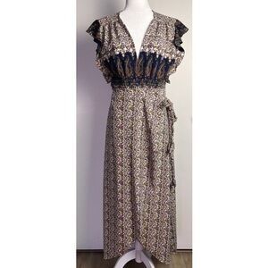 MISA Los Angeles Braided Sash Wrap Dress Sz Medium
